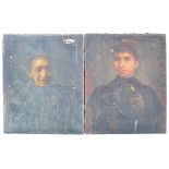 PAIR OF 19TH CENTURY OIL PAINTINGS OF MOTHER AND DAUGHTER