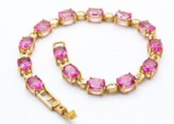 9ct Gold & Pink Topaz Bracelet