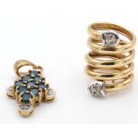 Two 9ct Gold & Diamond Necklace Pendants