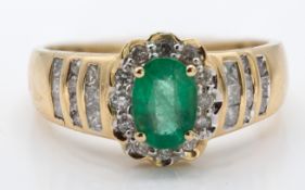 14ct Yellow Gold Emerald And Diamond Ring