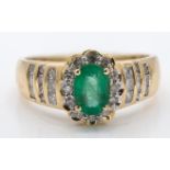 14ct Yellow Gold Emerald And Diamond Ring