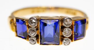 Early 20th Century 18ct Gold Sapphire & Diamond Ring