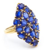 9ct Gold Kyanite & White Sapphire Diamond Ring