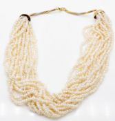 A Hallmarked 18ct Gold & Pearl Twin Torsade Necklace