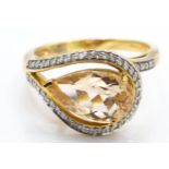 9ct Beryl & Diamond Ring