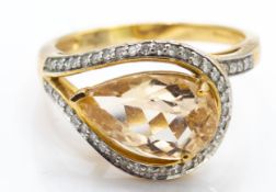 9ct Beryl & Diamond Ring