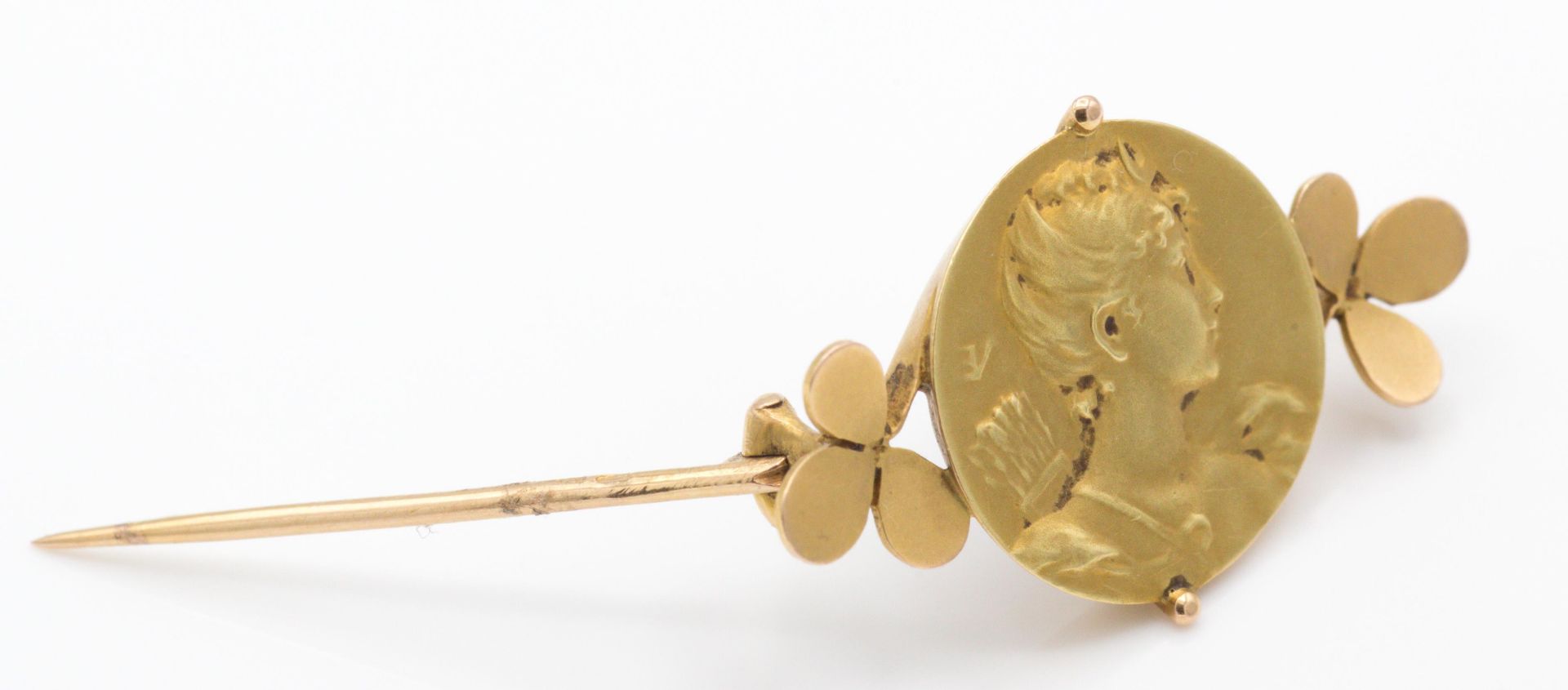 An 18ct Gold French Art Nouveau Brooch Pin - Image 2 of 3