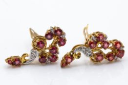 A Pair of 9ct Gold & Fancy Colour Sapphire Earrings