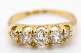 18ct Gold & Diamond Five Stone Hallmarked Ring