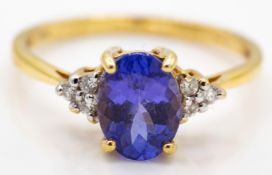 18ct gold AAA Tanzanite and diamond ring