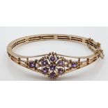 9ct Gold Hallmarked Amethyst Knife Bar Bangle