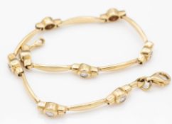 9ct Gold and CZ Adorned Bracelet Chain