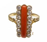 An Antique 18ct Gold Coral & Diamond Ring