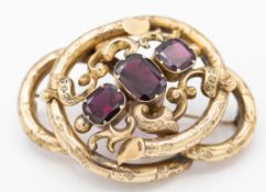 19th Century Pinchbeck Gold & Garnet Knot Brooch