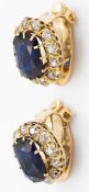 Pair of 9ct Yellow Gold Sapphire and Diamond Clip Earrings