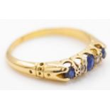 Edwardian 1903 Sapphire and Diamond Five Stone Ring