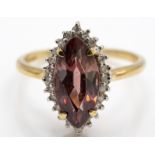 9ct Gold Pink zircon & Diamond Ring