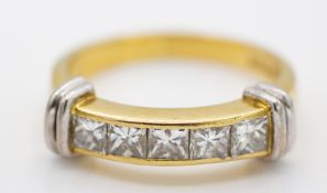 18ct Yellow Gold & Diamond Five Stone Channel Set Ring