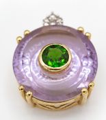 Limited Edition Glenn Lehrer Amethyst, Diamond & Diopside Torus Pendant