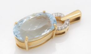 18ct gold Aquamarine & Diamond Necklace Pendant