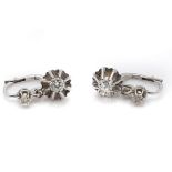 A Pair of French 18ct White Gold & Diamond Drop Earrings