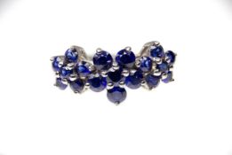 9ct White Gold & Ceylon Sapphire Cluster Ring