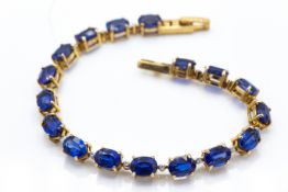 9ct Gold Diamond & Kyanite Bracelet