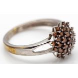 A Hallmarked 9ct Gold & Cognac Diamond Cluster Ring