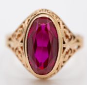 Russian Hallmarked 14ct Gold & Ruby Ring