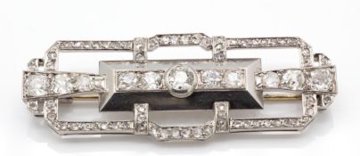 A French Art Deco Platinum 18ct Gold Diamond Plaque Brooch