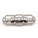 A French Art Deco Platinum 18ct Gold Diamond Plaque Brooch