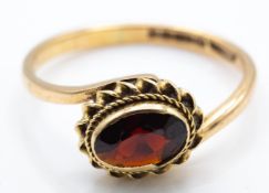 9ct Gold & Garnet Cabochon Set Hallmarked Ring