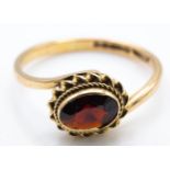 9ct Gold & Garnet Cabochon Set Hallmarked Ring