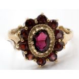 A 9ct Garnet Cluster Ring