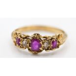 Victorian 9ct Gold Ruby & Diamond Antique Ring
