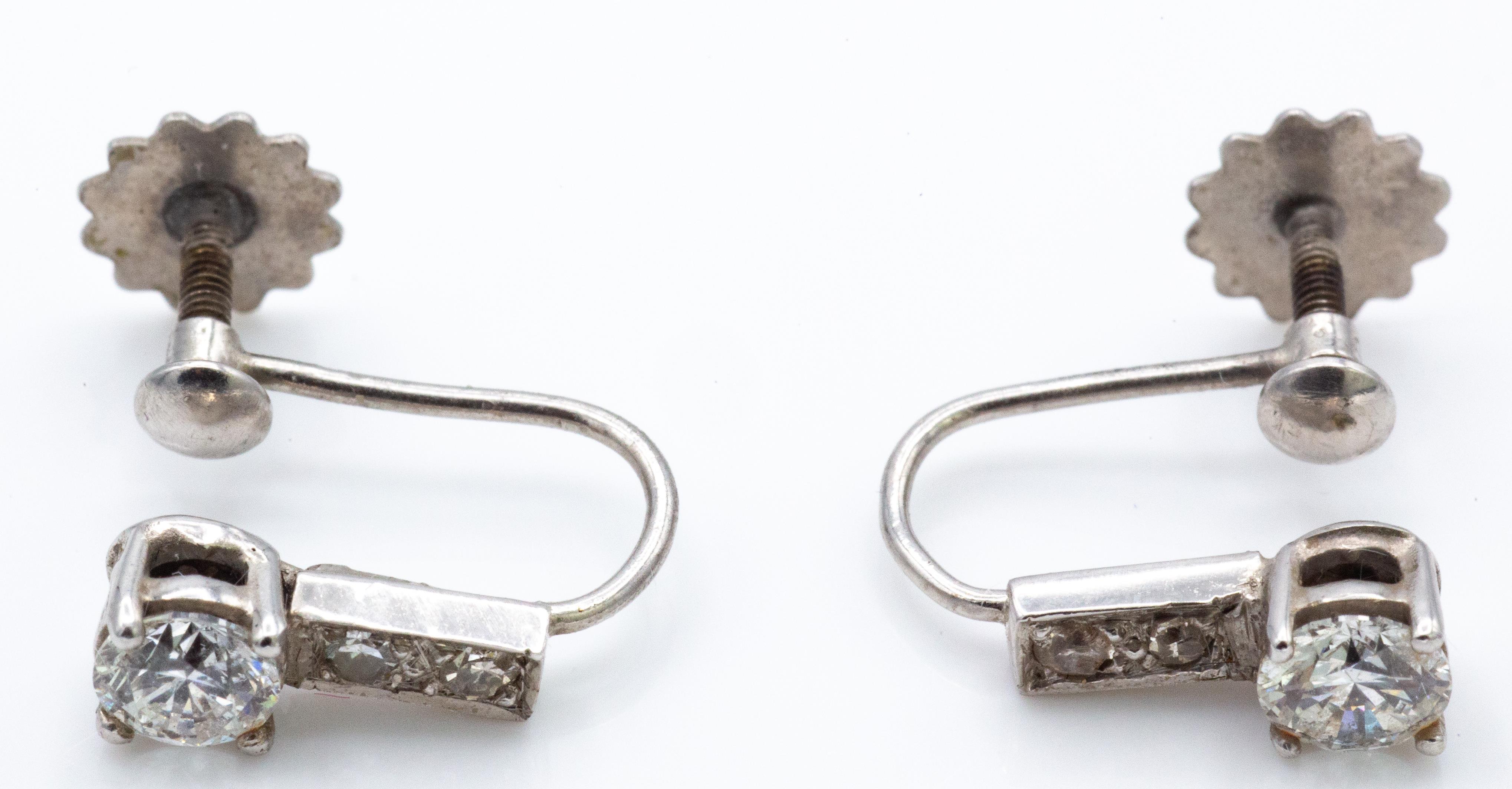 A Pair of 9ct White Gold & Diamond Drop Earrings