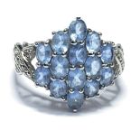 9ct White Gold Aquamarine & Diamond Cluster Ring