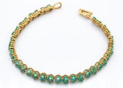 9ct Gold Zambian Emerald & Diamond Bracelet