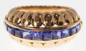 14ct French Gold & Sapphire Dome Ring