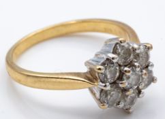 A Hallmarked 9ct Gold & Diamond Cluster Ring