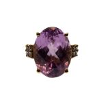 A Hallmarked 18ct Gold Kunzite & Diamond Ring