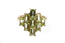 9ct Gold & Peridot Cluster Ring