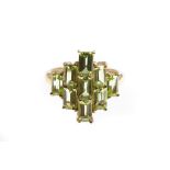 9ct Gold & Peridot Cluster Ring