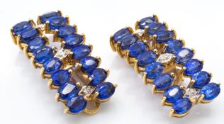 A Pair of 9ct Gold Kyanite & Diamond Earrings