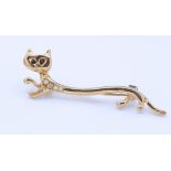 18ct Mid Century Italian Designer Kit Kat - Pussy Cat Brooch