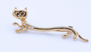 18ct Mid Century Italian Designer Kit Kat - Pussy Cat Brooch