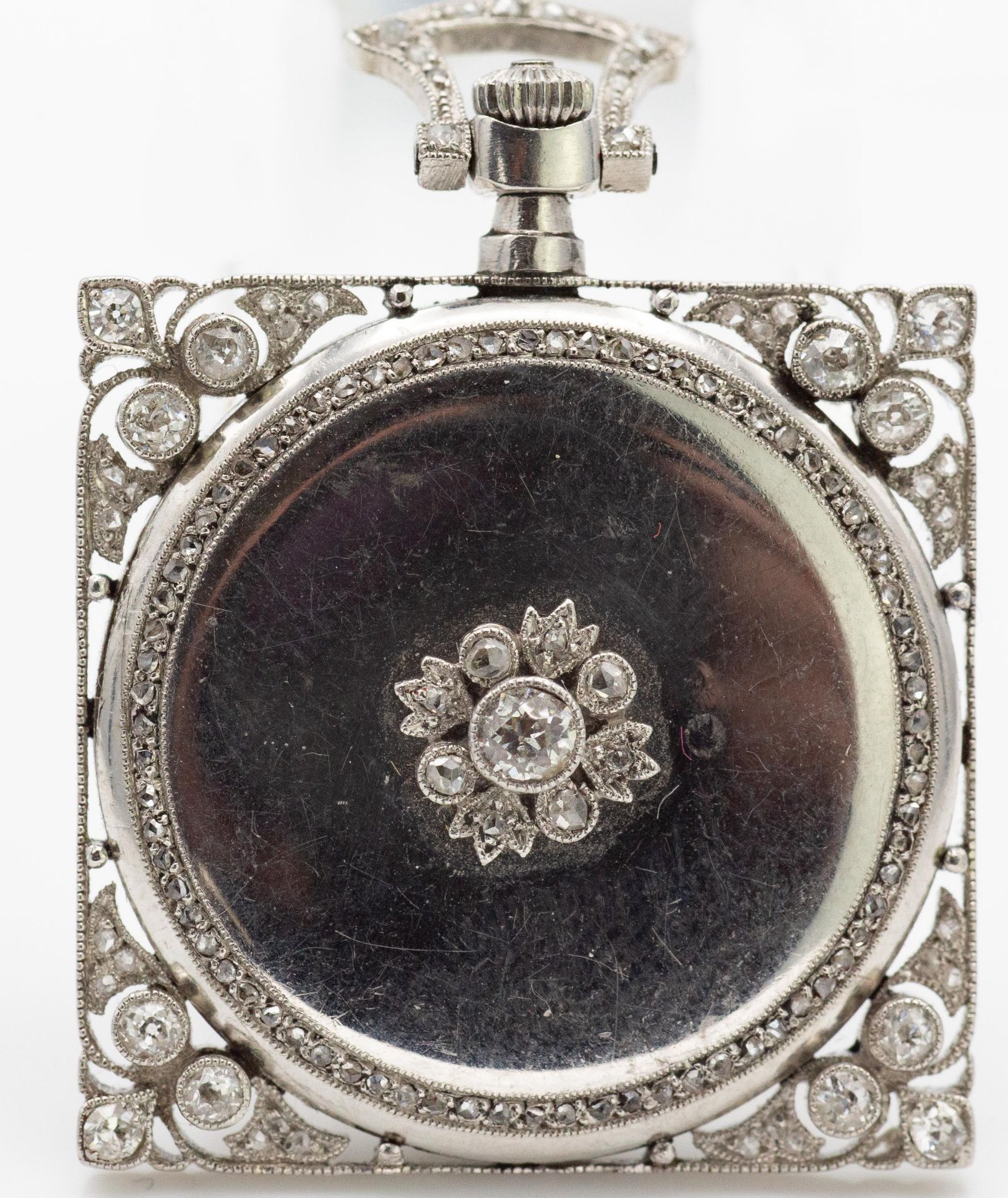 A 1920'S ANSORENA MADRID PLATINUM & DIAMOND PENDANT WATCH - Bild 2 aus 3