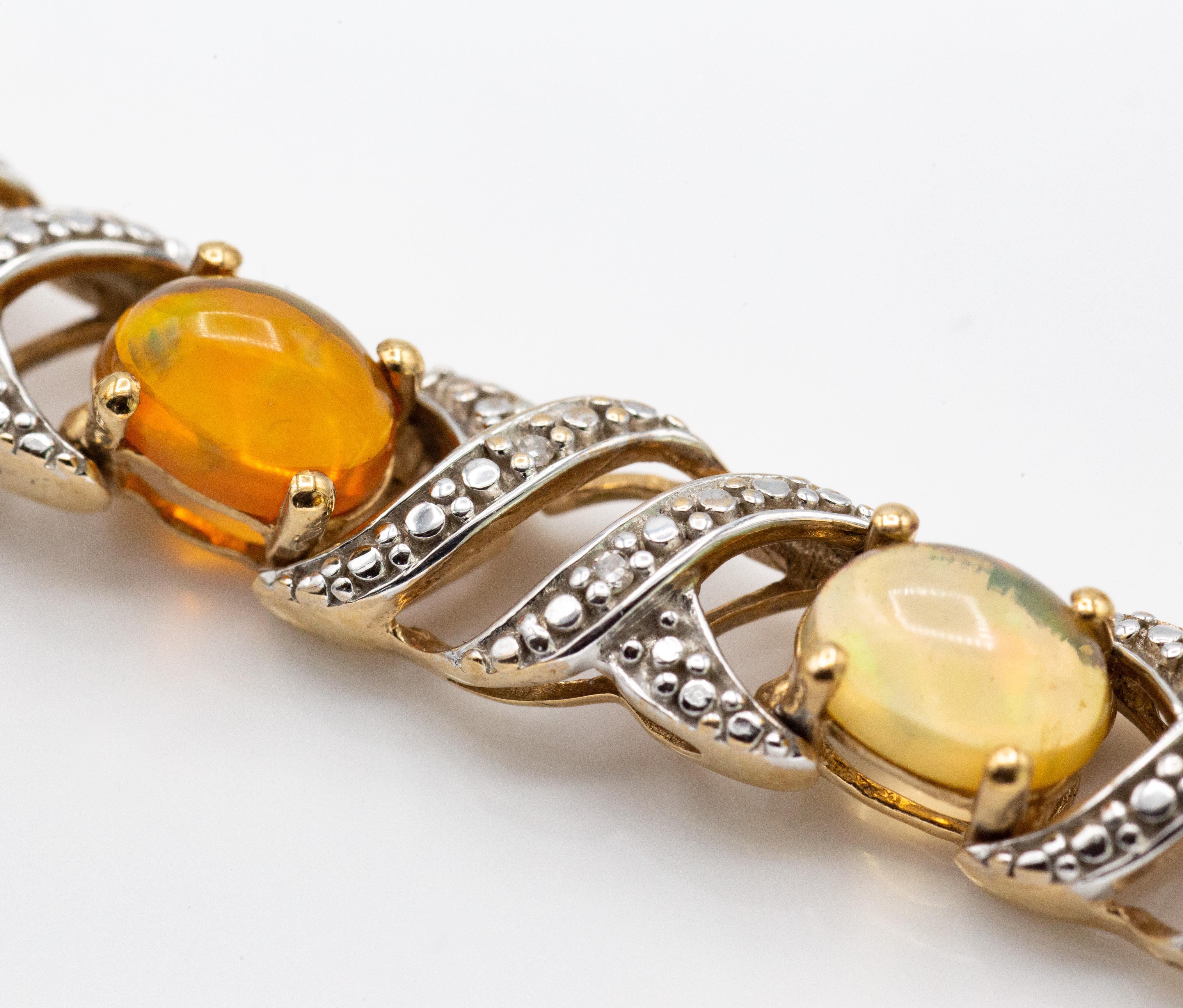 9ct Gold Diamond & Welo Opal Bracelet - Image 2 of 4