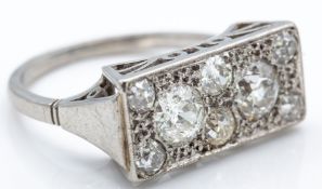 A French Art Deco Platinum Diamond Ring