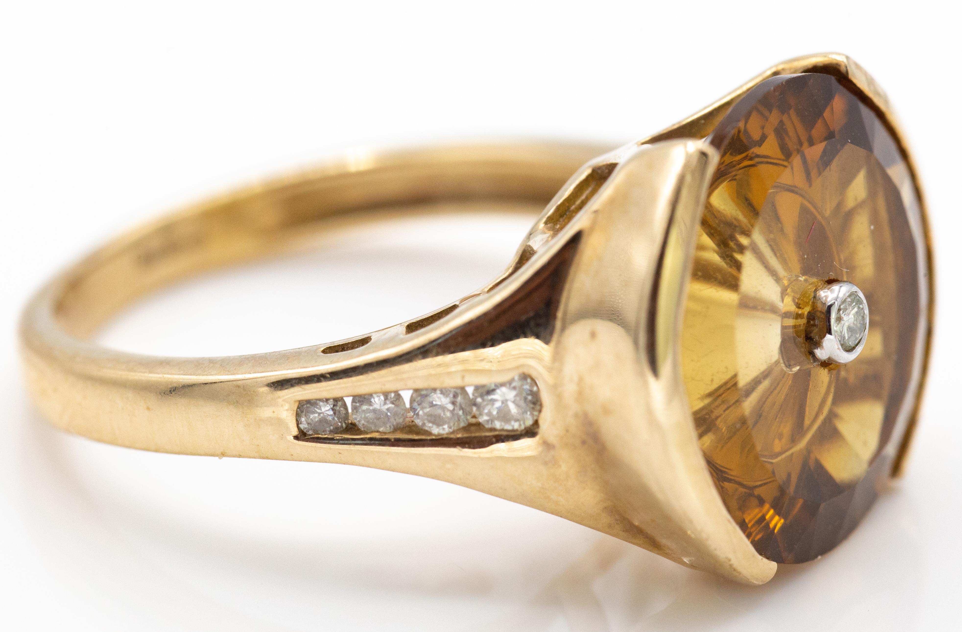 Glenn Lehrer 9ct Gold Citrine & Diamond Torus ring - Image 2 of 4